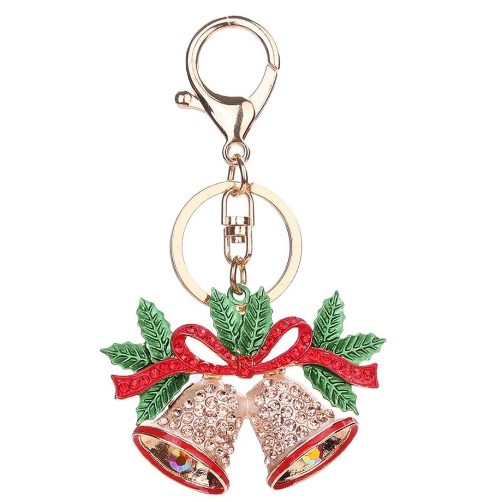 Christmas Holiday Bells Keychain/Bag Charm with Enameling and Crystals NWT